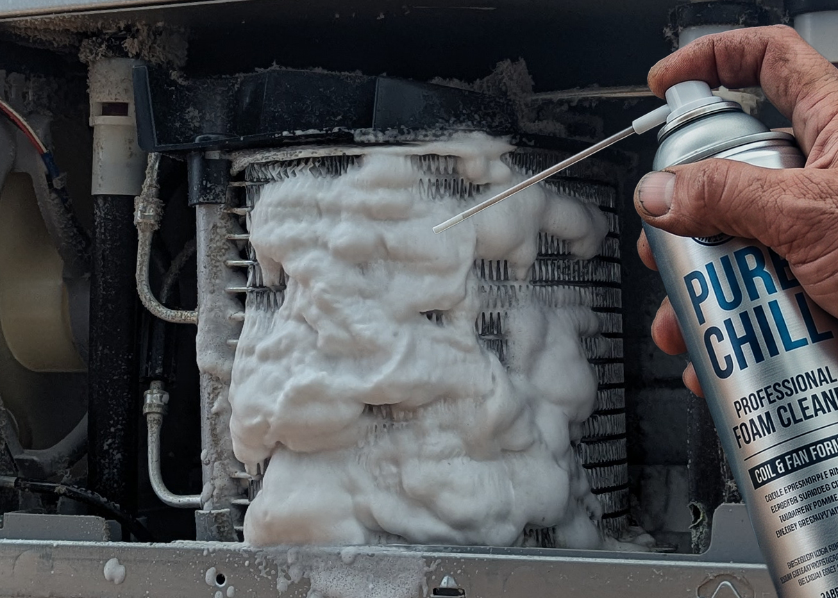 Fridge during chemical cleaning